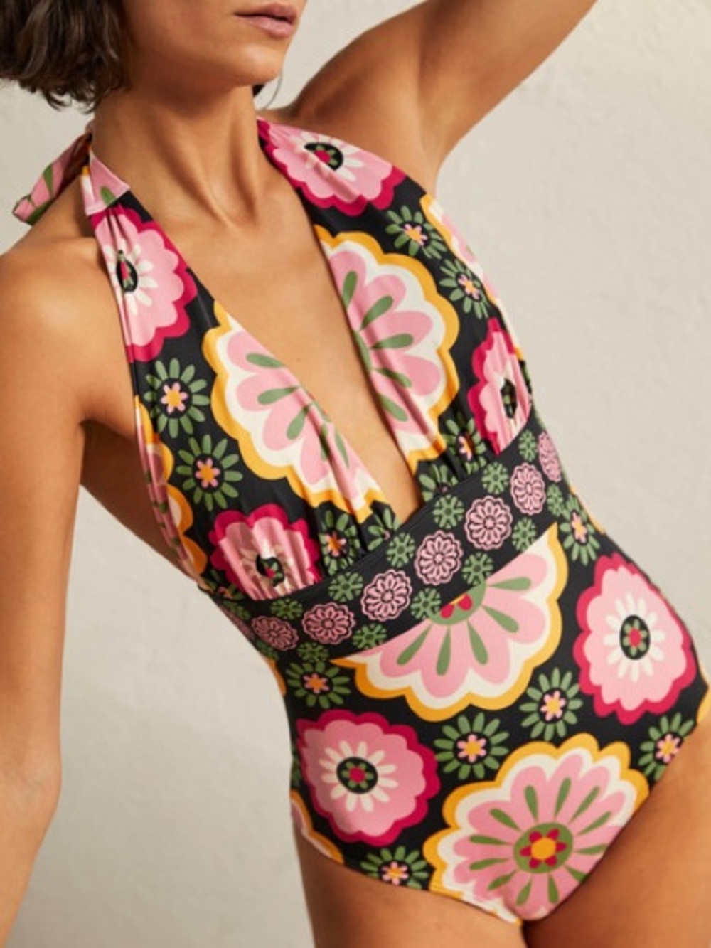 Boden Floral Halter One-Piece Swimsuit size 8